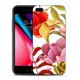 NXE védő hátsó tok edzett üvegből - iPhone 8 Plus / 7 Plus - piros és rózsaszín virág