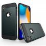 Tartós tok - iPhone XS Max - hasított bőr textúra - sötétkék