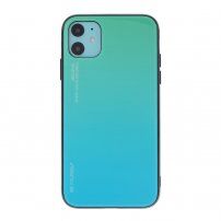 Tok üveg hátsó résszel - iPhone 11 - zöld-azúrkék