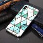 Tok márvány mintával és fémráccsal - iPhone X / XS - zöld-fehér