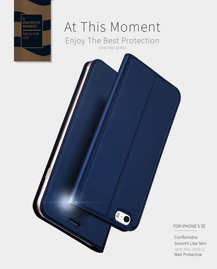 DUX DUCIS flip cover borító - iPhone 5 / 5S / SE (2016) - sötétkék