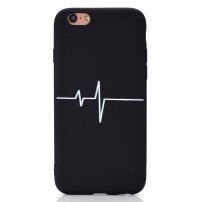 Tok puha műanyagból EKG görbével - iPhone 6 Plus / 6S Plus - fekete