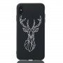 Tok puha műanyagból geometriai szarvas mintával - iPhone XS Max - fekete