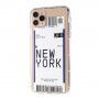 Puha műanyag tok repülőjegy mintával - iPhone 12 Pro Max - New York