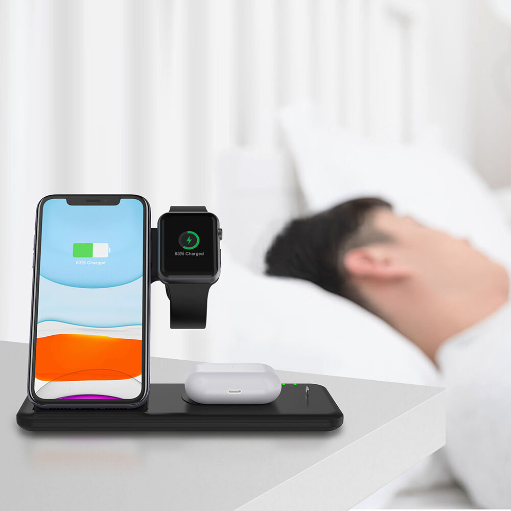Q20 4 az 1-ben összecsukható vezeték nélküli állvány iPhone / Apple Watch / AirPods készülékekhez Lightning csatlakozóval - 15W - fehér