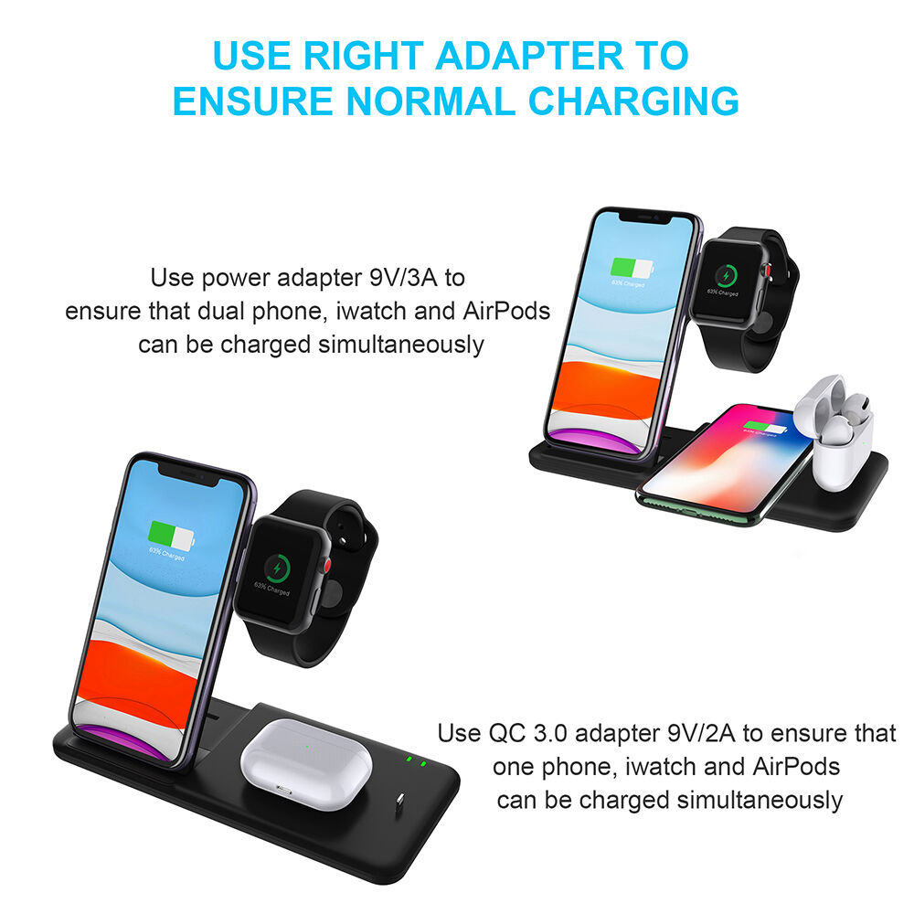 Q20 4 az 1-ben összecsukható vezeték nélküli állvány iPhone / Apple Watch / AirPods készülékekhez Lightning csatlakozóval - 15W - fehér