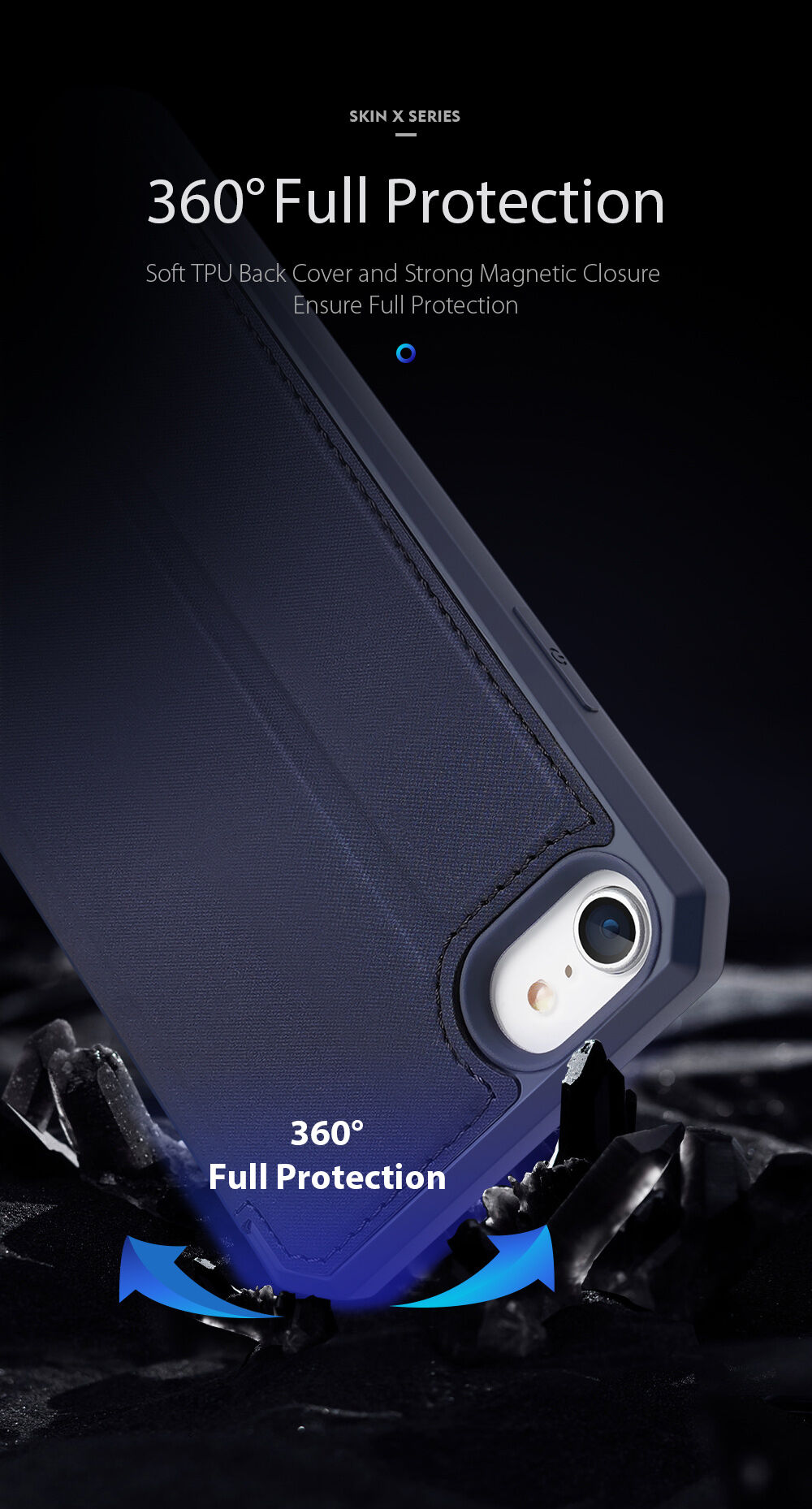 Dux Ducis pénztárcás borító - iPhone 7 / 8 / SE (2020/2022) - fekete