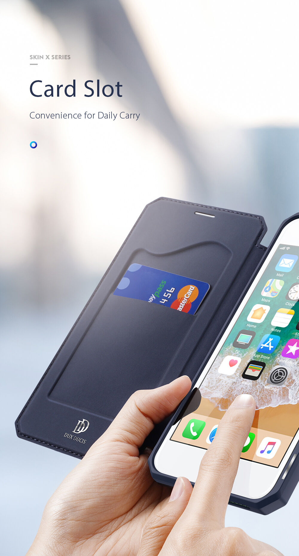 Dux Ducis pénztárcás borító - iPhone 7 / 8 / SE (2020/2022) - fekete