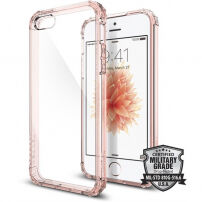 Spigen Crystal Shell védő polikarbonát fedél Apple iPhone SE (2016) / 5S - átlátszó-rózsaszín