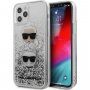 Karl Lagerfeld Liquid Glitter 2 Heads tok - iPhone 12 / 12 Pro - ezüst