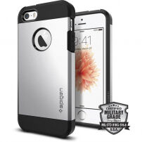 Spigen Armor strapabíró vékony fedél Apple iPhone SE (2016) / 5S készülékre - ezüst