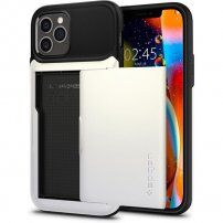 Spigen Slim Armor Wallet tok praktikus rekesszel - iPhone 12 / 12 Pro - fehér