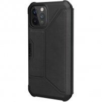UAG Metropolis LTHR flip cover borító - iPhone 12 / 12 Pro - fekete