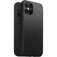 Nomad Folio bőr flip cover borító - iPhone 12 / 12 Pro - fekete