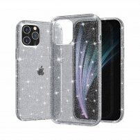Transzparens tok csillámokkal iPhone 12 Pro Max - szürke