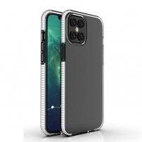Transzparens tok színes kerettel puha műanyagból - iPhone 12 Pro Max - fehér