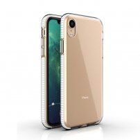 Transzparens tok színes kerettel puha műanyagból - iPhone XR - fehér
