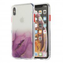 Tartós karcálló márvány mintás tok - iPhone X / XS - lila