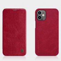 Nillkin Qin PU műbőr pénztárca borító - iPhone 12 mini - piros