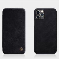 Nillkin Qin PU műbőr pénztárca borító - iPhone 12 / 12 Pro - fekete
