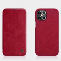 Nillkin Qin PU műbőr pénztárca borító - iPhone 12 Pro Max - piros