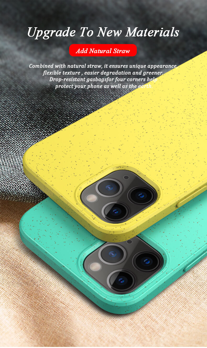 Matt ökológiailag lebomló tok - iPhone 12 / 12 Pro - sárga
