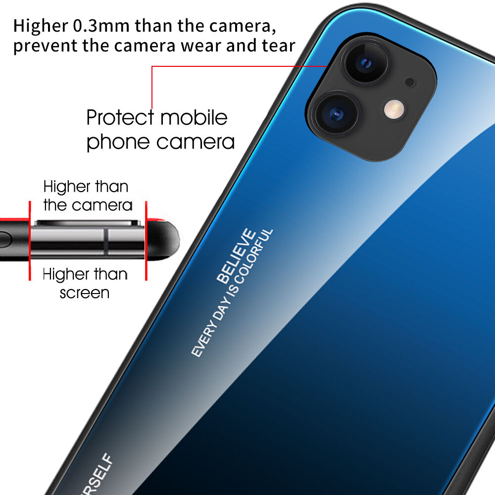 Tok üveg hátsó résszel - iPhone 12 Pro Max - zöld-azúrkék Tok üveg hátsó résszel - iPhone 12 Pro Max - zöld-azúrkék