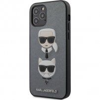 Karl Lagerfeld Saffiano K&C Heads tok - iPhone 12 Pro Max - ezüst