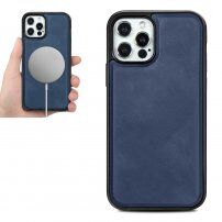 Tok PU műbőrből, vezeték nélküli töltővel kompatibilis - iPhone 12 mini - kék