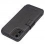 Qialino bőr flip cover borító - iPhone 12 / 12 Pro - fekete