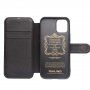 Qialino bőr flip cover borító - iPhone 12 / 12 Pro - fekete