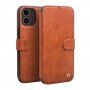 Qialino bőr flip cover borító - iPhone 12 / 12 Pro - barna
