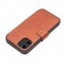 Qialino bőr flip cover borító - iPhone 12 / 12 Pro - barna