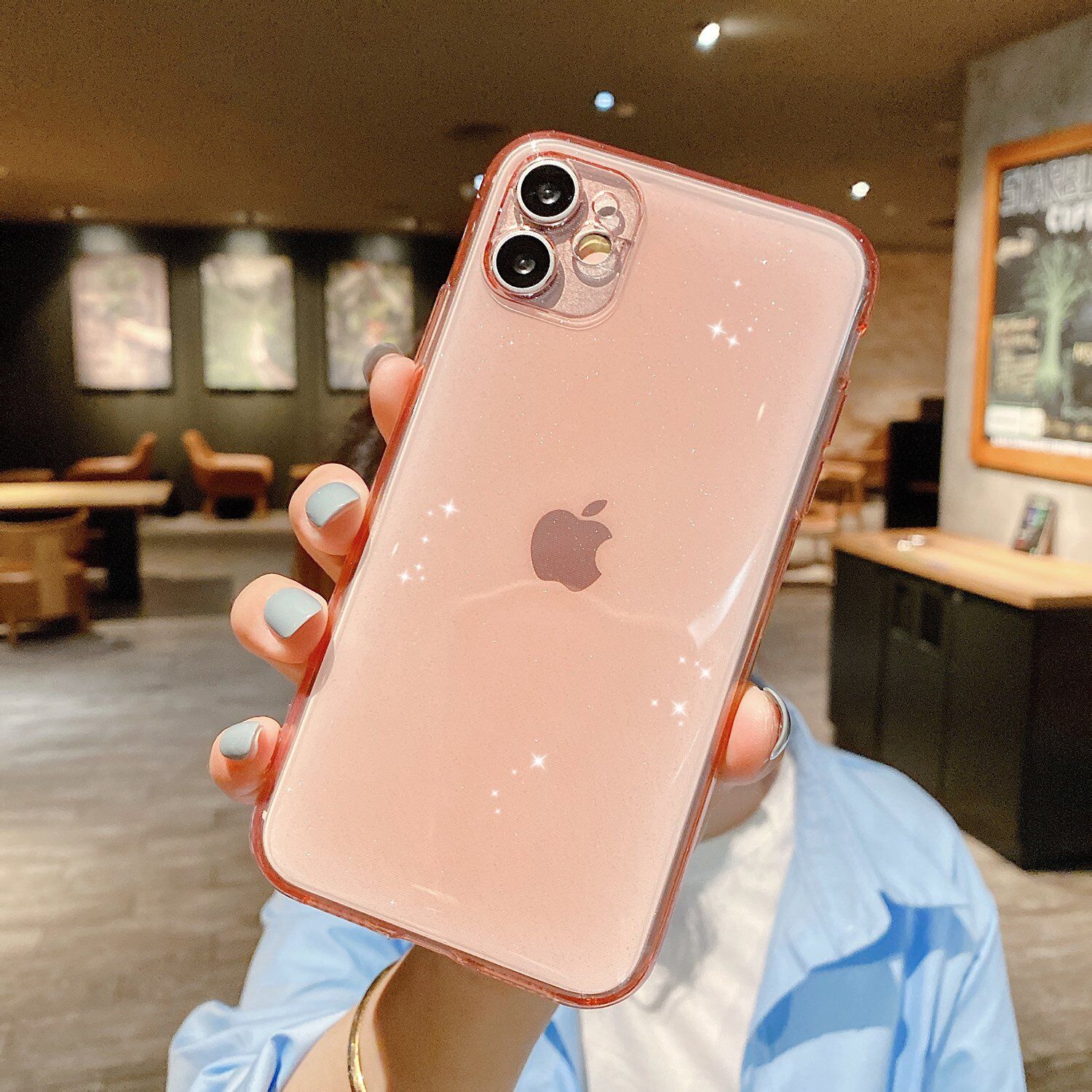 Matt transzparens csillogó tok - iPhone 11 - narancssárga