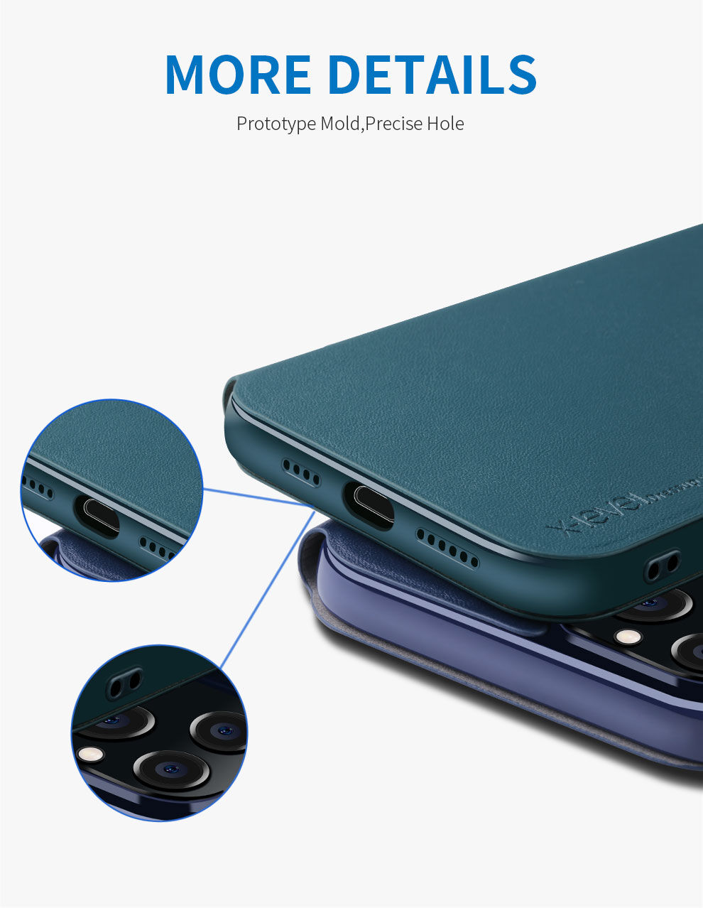 X-Level bőr flip cover borító állvánnyal - iPhone 12 / 12 Pro - kék