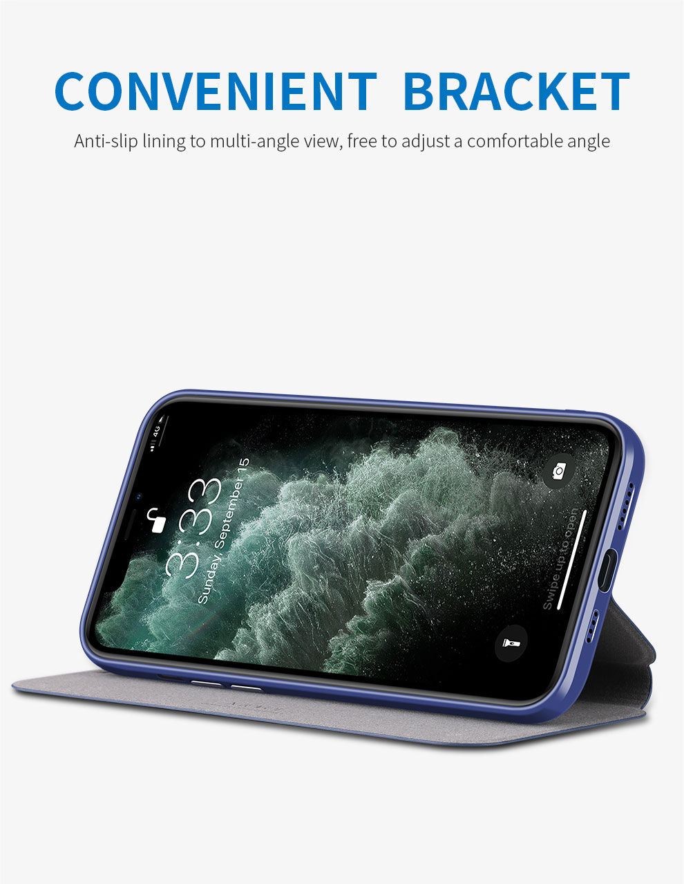 X-Level bőr flip cover borító állvánnyal - iPhone 12 / 12 Pro - zöld