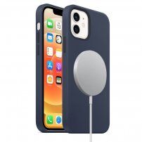 Szilikon tok Magsafe töltéstámogatással - iPhone 12 mini - tengerészkék