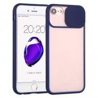 Részben átlátszó tok csúsztatható kamera lencse védővel - iPhone 6 - kék