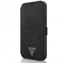 Guess Saffiano V Stitch Book flip cover borító - iPhone 12 Pro Max - fekete