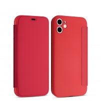Flip cover szilikon borító kártyatároló zsebbel - iPhone 11 Pro Max - piros