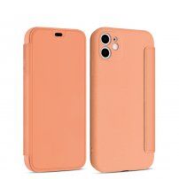 Flip cover szilikon borító kártyatároló zsebbel - iPhone 11 Pro - narancssárga