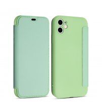Flip cover szilikon borító kártyatároló zsebbel - iPhone 11 - zöld