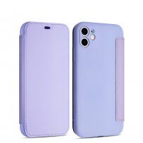 Flip cover szilikon borító kártyatároló zsebbel - iPhone 11 Pro Max - lila