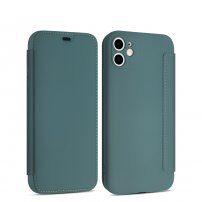 Flip cover szilikon borító kártyatároló zsebbel - iPhone 11 - sötétzöld