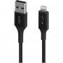 BELKIN Boost Charge LED fonott adatátviteli és töltő kábel USB-A 2.0 / Lightning - iPhone / iPad / iPod / AirPods - 1,2 m - fekete