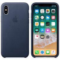 Eredeti bőr tok Apple iPhone XS / iPhone X készülékre - éjféli kék
