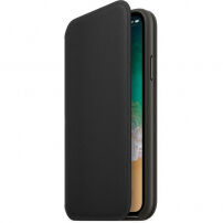Eredeti bőr tok Folio Apple iPhone XS / iPhone X készülékre - fekete