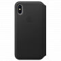 Eredeti bőr tok Folio Apple iPhone XS / iPhone X készülékre - fekete