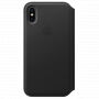 Eredeti bőr tok Folio Apple iPhone XS / iPhone X készülékre - fekete