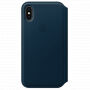 Eredeti bőr tok Folio Apple iPhone XS / iPhone X készülékre - égkék